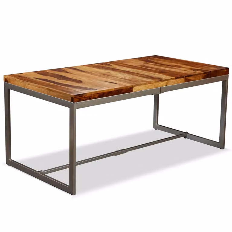 Tavolo da Pranzo in Legno Massello di Acacia e Acciaio 180 cm