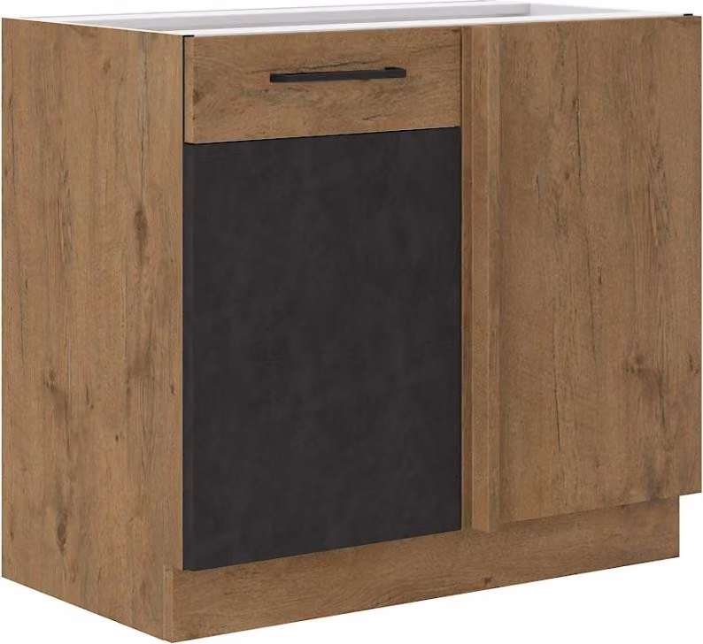 Armadietto allungato ad angolo VANYA - larghezza 105 cm, matera / rovere lancelot
