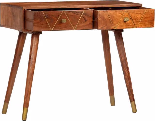 Tavolo Consolle vidaXL in Legno di Acacia Marrone L: 90 cm, P: 35 cm, H: 76 cm