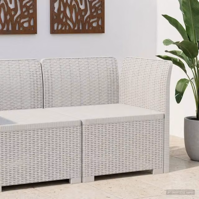 Divano da esterno-Divano da Giardino a 1 Posto Aspetto Rattan PP Bianco 778114