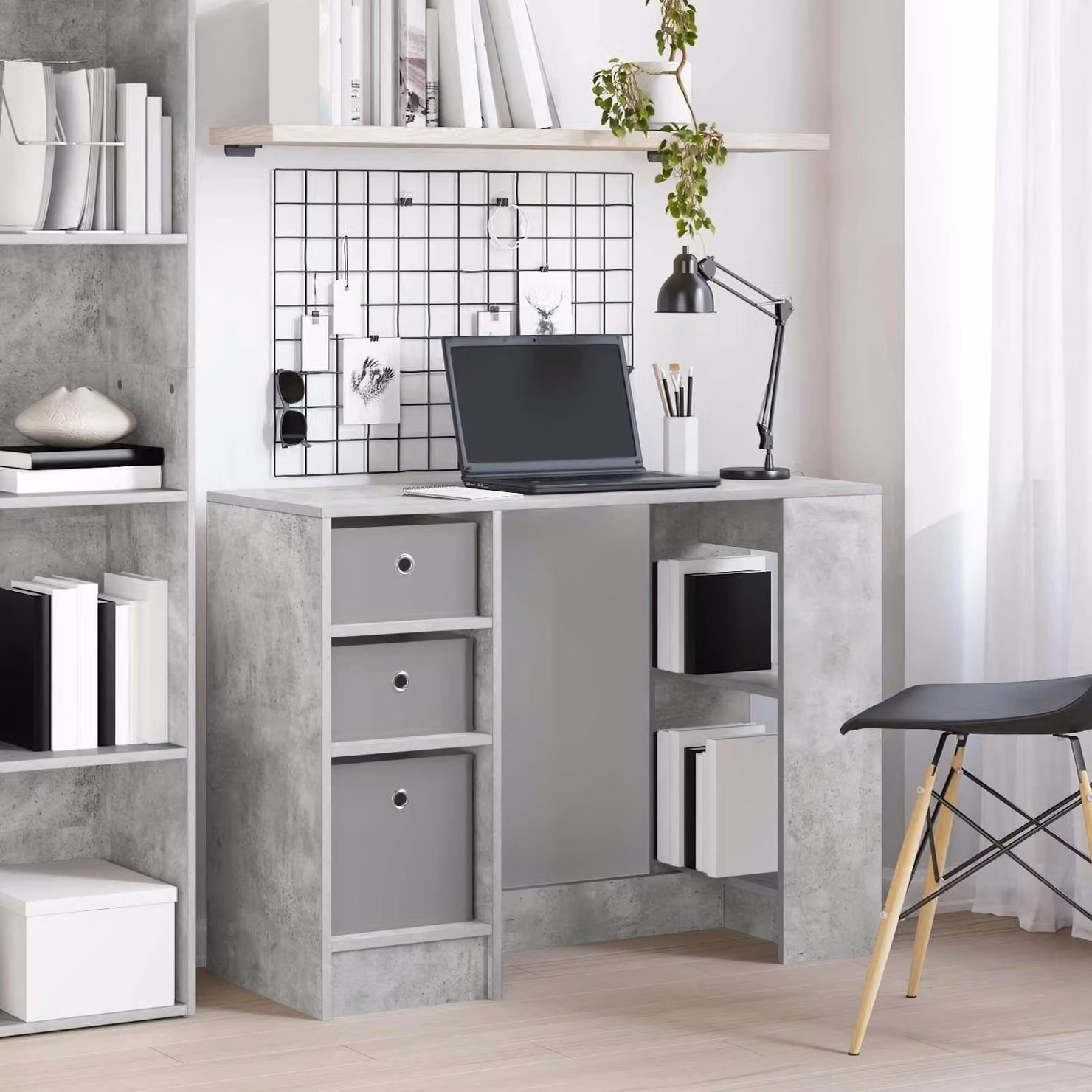 Scrivania Bureau van Hout con 3 cassetti e ripiani, dimensioni 100x40x75 cm