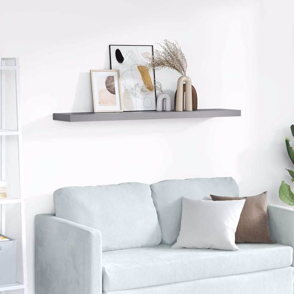 Scaffale a parete moderno vidaXL in MDF e metallo grigio L: 120 cm, P: 23,5 cm, H: 3,8 cm