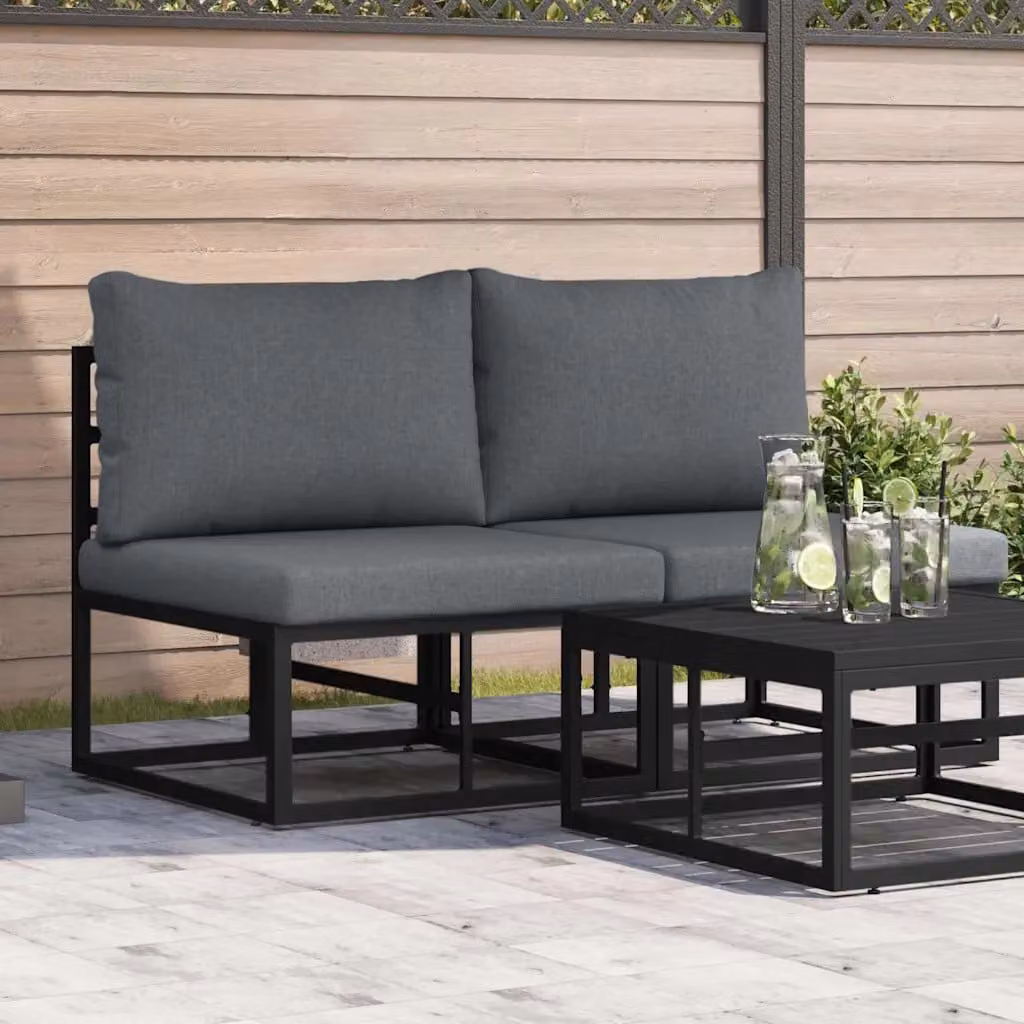 Set di 2 mobili da esterno moderni vidaXL in metallo laccato nero e antracite