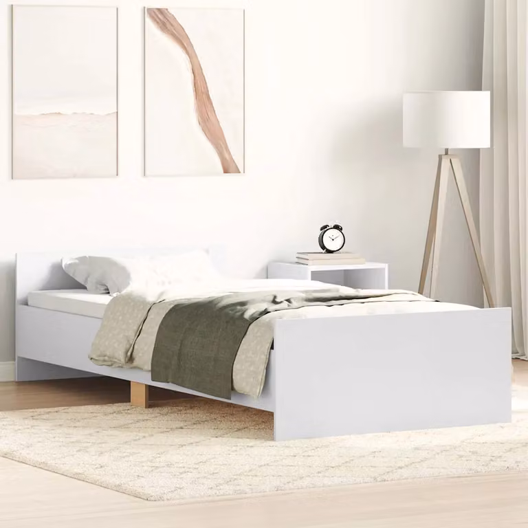 Giroletto vidaXL in legno di pino bianco con doghe fisse per adulti L/P: 190 x 90 cm