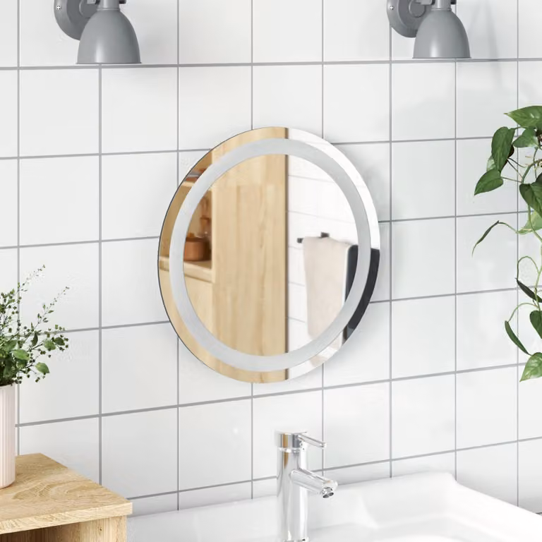 Specchio da bagno tondo con LED vidaXL in vetro temperato trasparente Ø 40 cm
