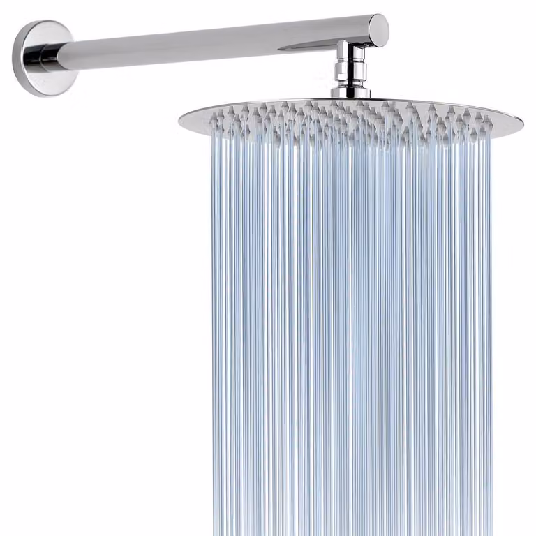 Doccia a soffitto con braccio di prolunga, in acciaio inossidabile, rotonda, diametro 25 cm, lunghezza del braccio 38 cm, alta portata