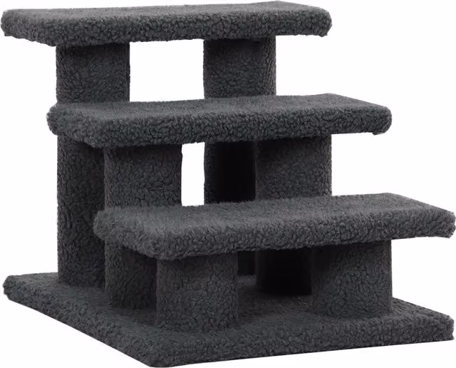 Scala per gatti a 3 gradini PawHut di Aosom, grigio, L 45 cm x P 35 cm x H 34 cm