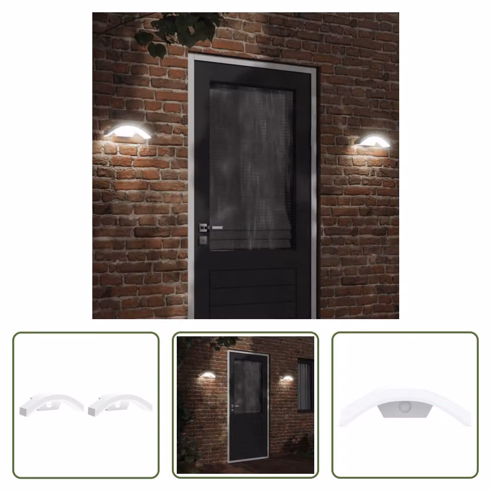 The Living Store Applique da esterno a LED con sensore 2 pz. Alluminio pressofuso bianco