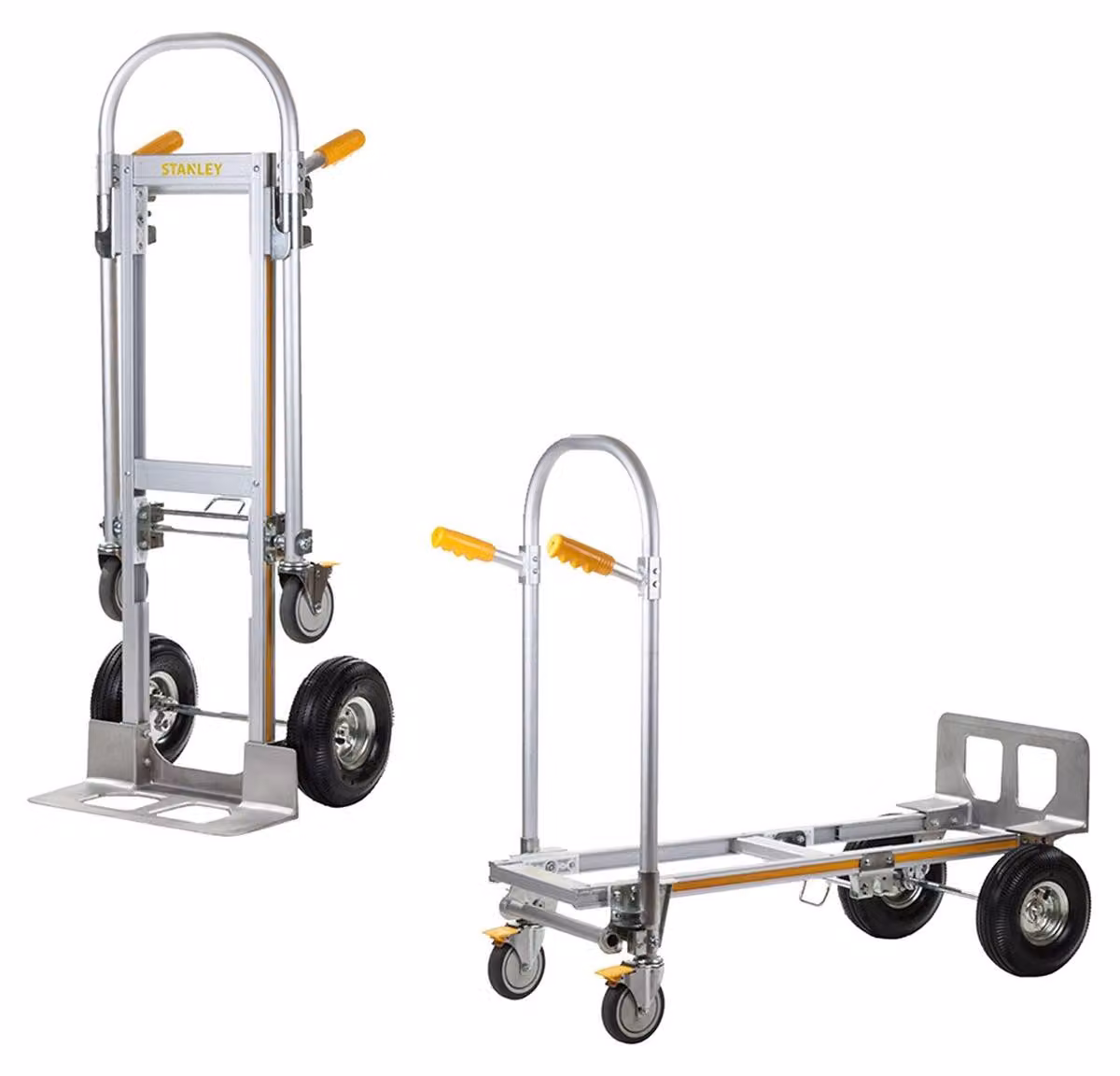 Carrello portasacchi e carrello a piattaforma Stanley 2-in-1 SWXTI-MT515 - Capacità di carico da 200 a 250KG - 118 x 52 x 103 CM - Metallo - Argento/Giallo/Nero