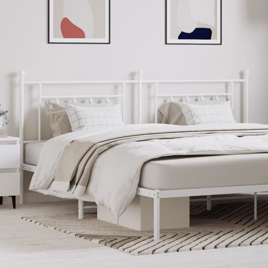 Testiera di ricambio vidaXL in metallo bianco laccato per camera da letto, L: 206 cm