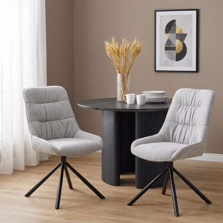 Set di 2 sedie da pranzo LIBRA, grigio - Sedie imbottite girevoli con elevato comfort di seduta, ideali per la sala da pranzo e la cucina, seduta imbottita e struttura in metallo robusta [capacità di carico massima 120 kg]