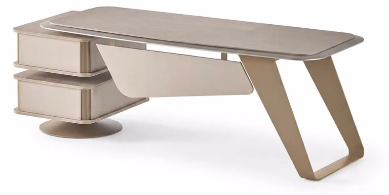 Scrivania da ufficio in stile moderno, design beige, minimalista