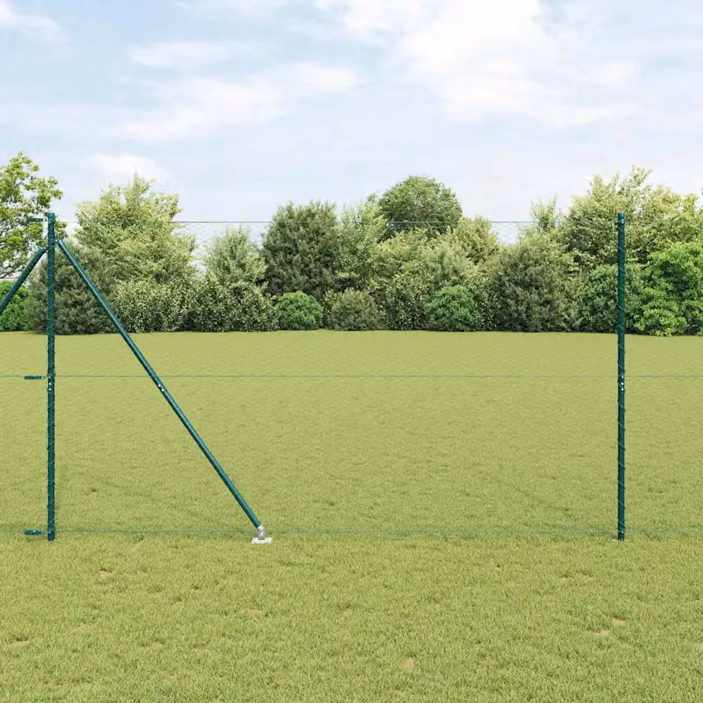 Recinzione esagonale con palo vidaXL in acciaio rivestito in PVC verde, L: 50 m, H: 1,5 m – 1