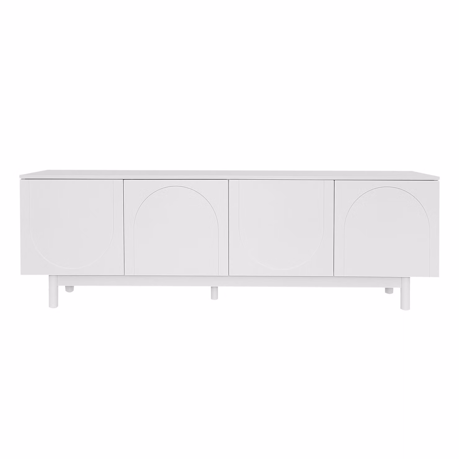 Mobiletto Porta TV Moderno Aosom Bianco con Porte Strutturate e Ripiani Regolabili L: 175 cm, P: 38 cm, H: 56 cm – 2