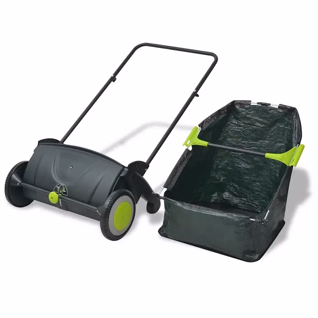 Spazzasprighe manuale VIDAXL verde e nero in plastica e acciaio con contenitore da 103 L – 2