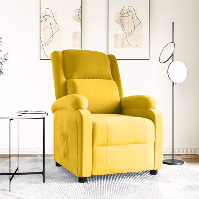 Poltrona Reclinabile vidaXL in Velluto Giallo con Braccioli e Regolazione Manuale