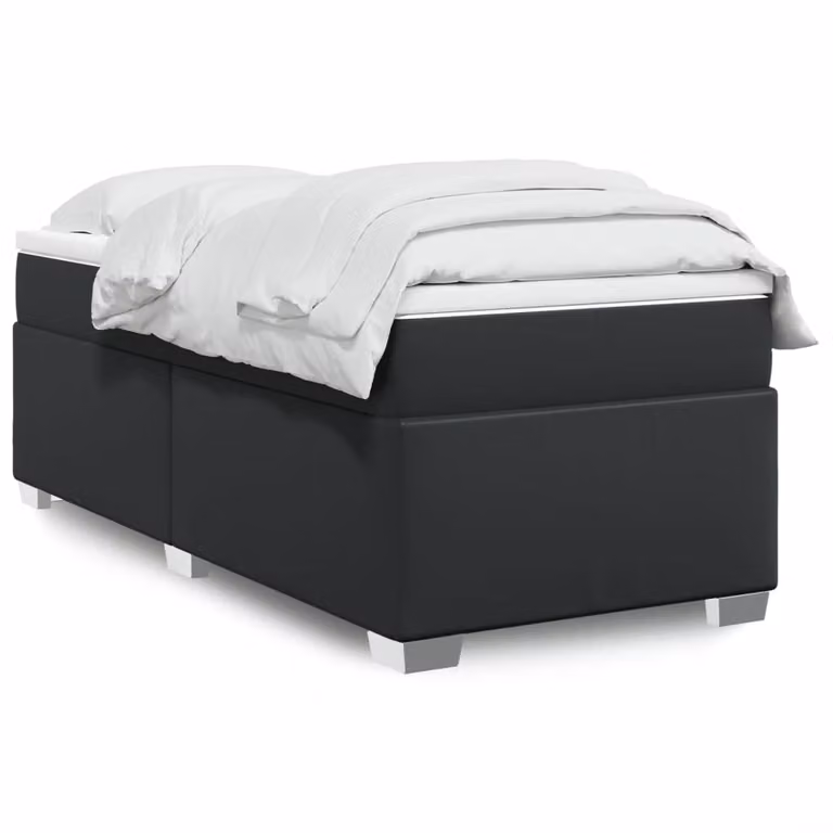 vidaXL Giroletto a Molle con Materasso in Similpelle Nero L/P/H: 100 x 200 cm