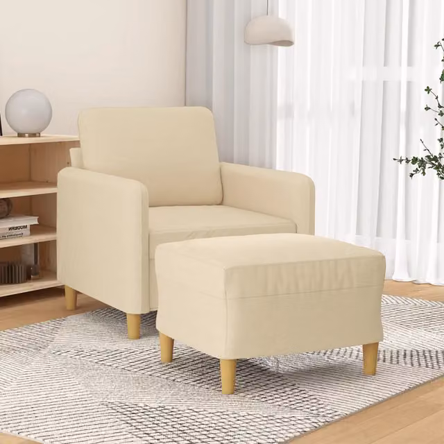 Poltrona relax con poggiapiedi vidaXL in tessuto beige per soggiorno