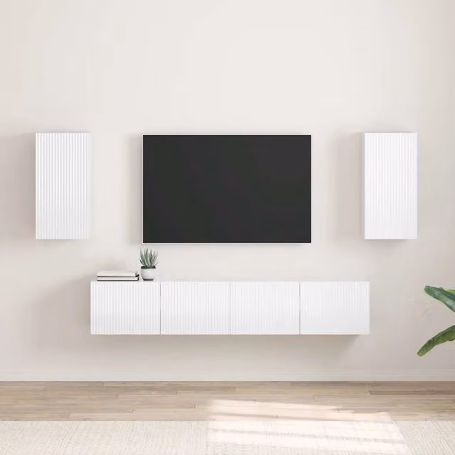 Mobile TV da parete 2 pz-Set di 2 Mobile TV a Muro-Credenza TV Bianco Lucido 30 x 31 x 60 cm