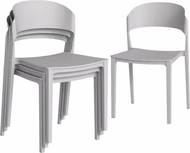 Set 4 Sedie da Giardino Impilabili ¨C Minimal ¨C Struttura in Polipropilene