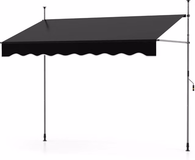 Tenda avvolgibile con manovella regolabile e protezione solare in poliestere nero, L: 250 cm, P: 120 cm, H: 210-300 cm