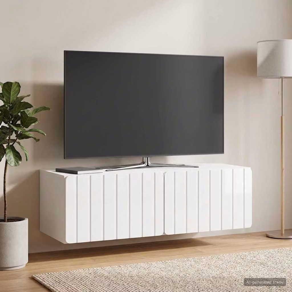 vidaXL Mobile Porta TV da Muro Bianco Lucido L: 98 cm, P: 41 cm, H: 30 cm