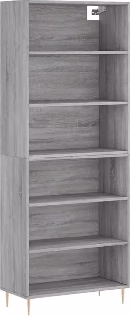Buffet credenza con cassettiera e organizer in legno ingegnerizzato e metallo, grigio, L: 69,5 cm, P: 32,5 cm, H: 180 cm