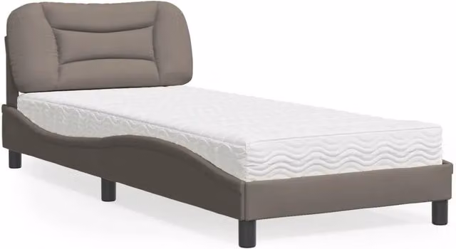 Letto con Materasso Hvar vidaXL in Tessuto Beige e Grigio L/P/H: 90 x 200 x 218 cm