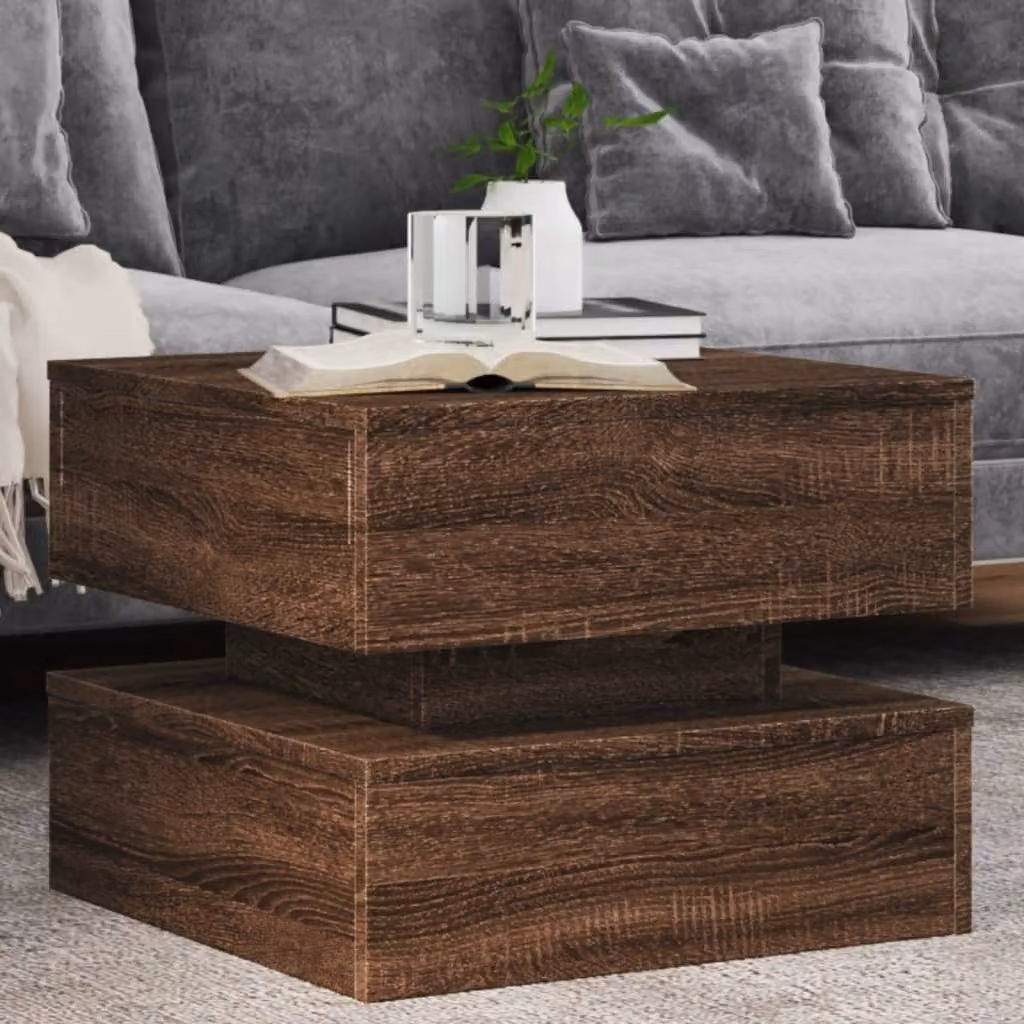 Maison Exclusive - Tavolino con luci LED effetto rovere marrone 50x50x40 cm