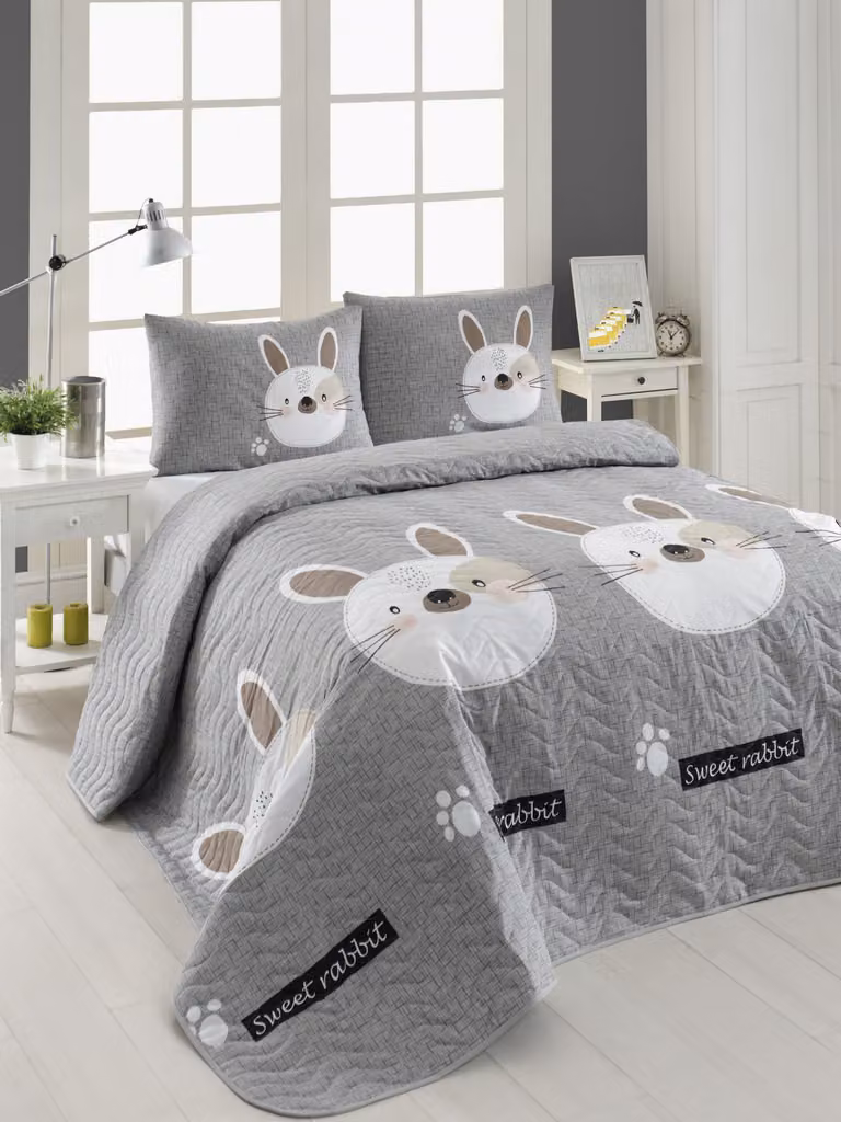 L'Essentiel Linge de Maison, Begonvilla- EPJ6751, Grigio, Copriletti, 90 gr/m², 65% cotone / 35% poliestere (rivestimento) /