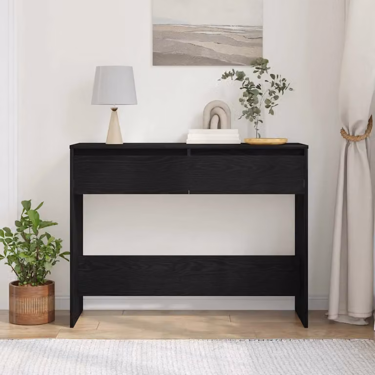 vidaXL Tavolo consolle moderno in rovere e nero, L 100 x P 35 x H 76,5 cm