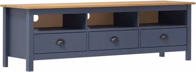 Mobile TV multimediale mensola televisione credenza televisore sala da pranzo soggiorno camera da letto Hill Range 158 x 40 x 47 cm legno di pino massello grigio 02_0027641