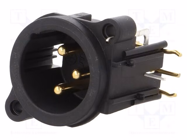 1 connettore femmina a 90° con connettore maschio NC3MAH, 6A, connettore a montaggio su circuito stampato (THT), colore nero