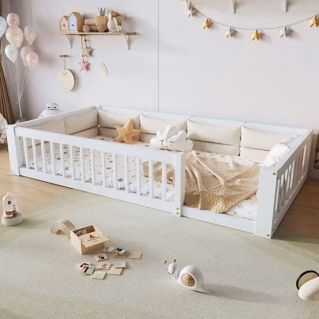 letto a piattaforma legno massello e mdf bianco 90 x 200 cm