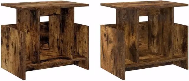 Set di 2 mobili TV rettangolari moderni per soggiorno, ampio spazio di archiviazione 50 x 35 x 45 cm in legno ingegnerizzato rovere fumo 02_0054724