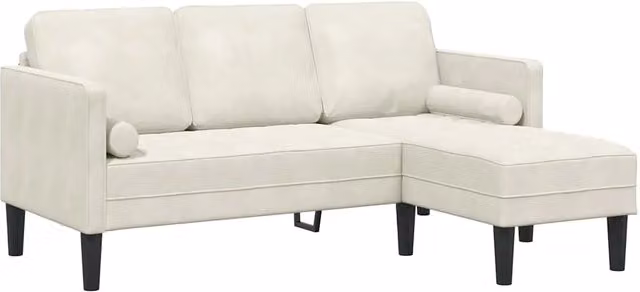 Set di Divano | Divano da soggiorno | Sofa con cuscino Crema Poliestere