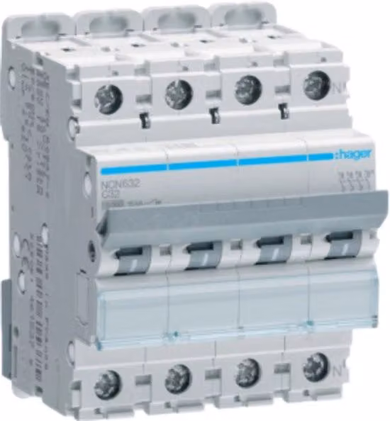 Interruttore di Corrente RCD Hager NCN632 E2MBK Bianco 4.0A