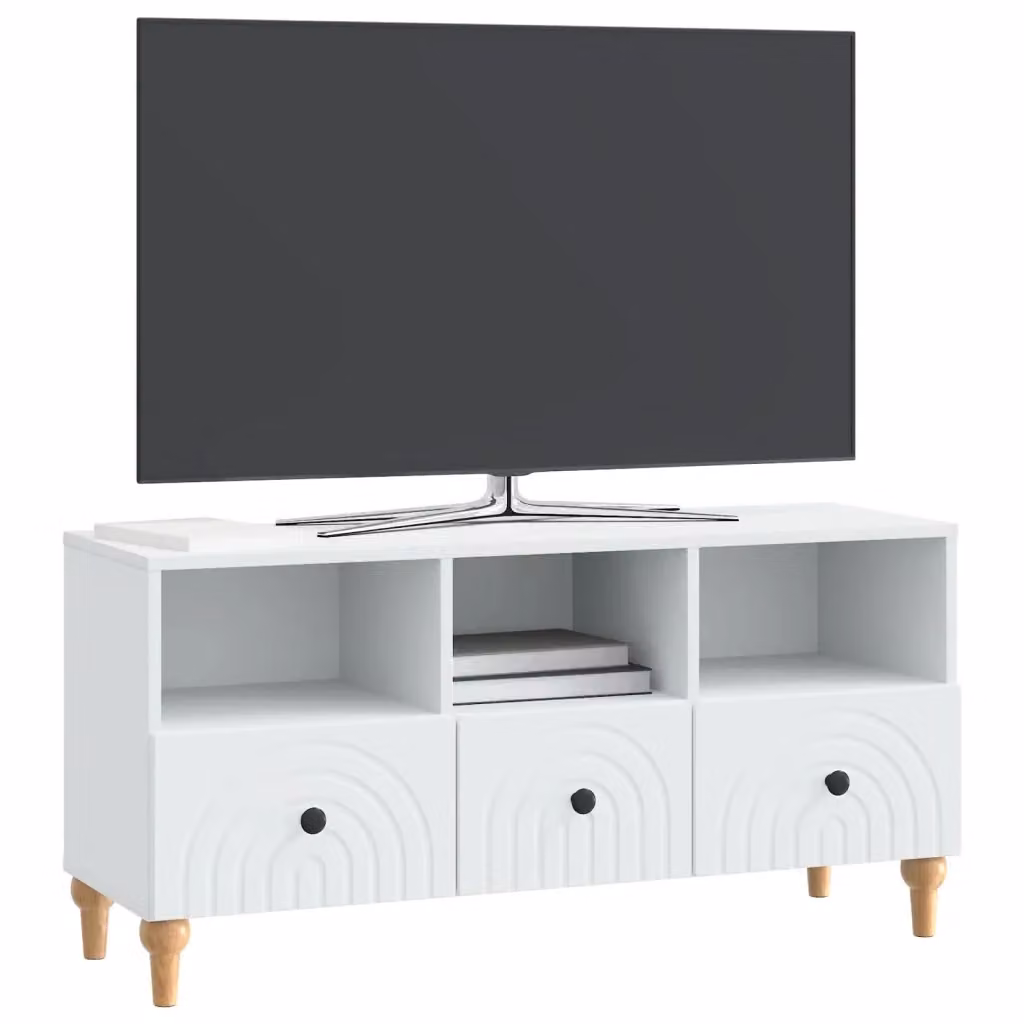 Mobile TV-Credenza moderno in legno ingegnerizzato bianco L 102 cm x P 34,5 cm x H 50 cm – 2