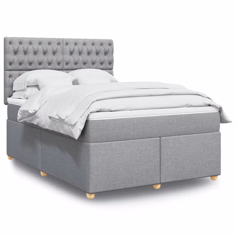 vidaXL Letto Ibrido Moderno con Materasso Grigio e Bianco L/P/H: 140 x 190 x 150,5 cm