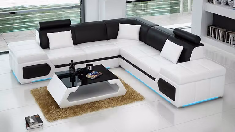 Ledersofa L-Form Couch Wohnlandschaft Ecksofa Garnitur Design Modern Sofa K5013B