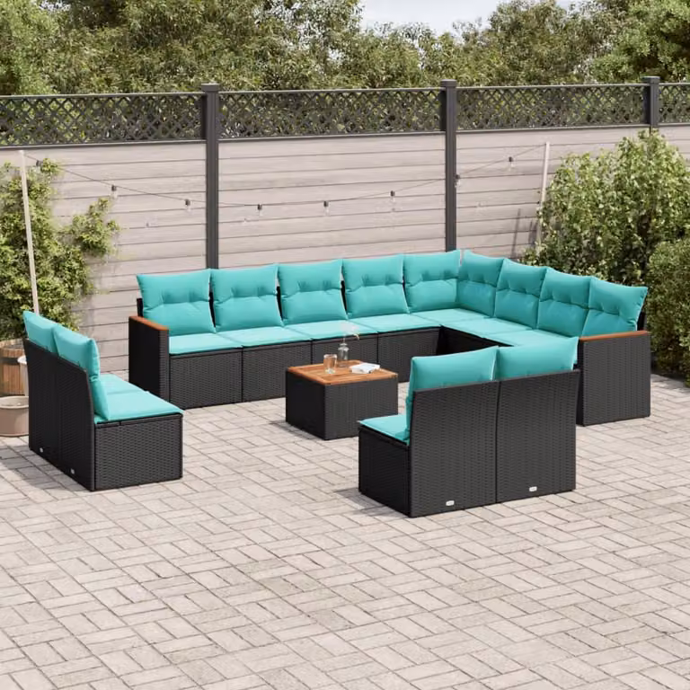 Maison Exclusive - Set da giardino 13 pezzi con cuscini, polyrattan nero