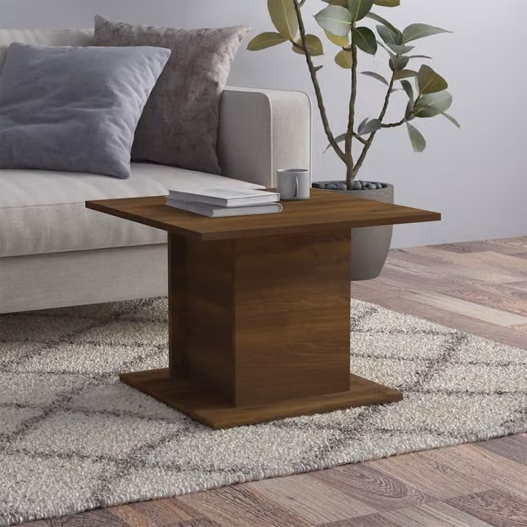 The Living Store tavolino da salotto marrone effetto rovere 55,5x55,5x40 cm materiale a base di legno