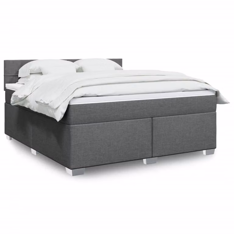 vidaXL Letto Ibrido con Materasso in Tessuto Grigio e Bianco L/P: 180 x 200 cm
