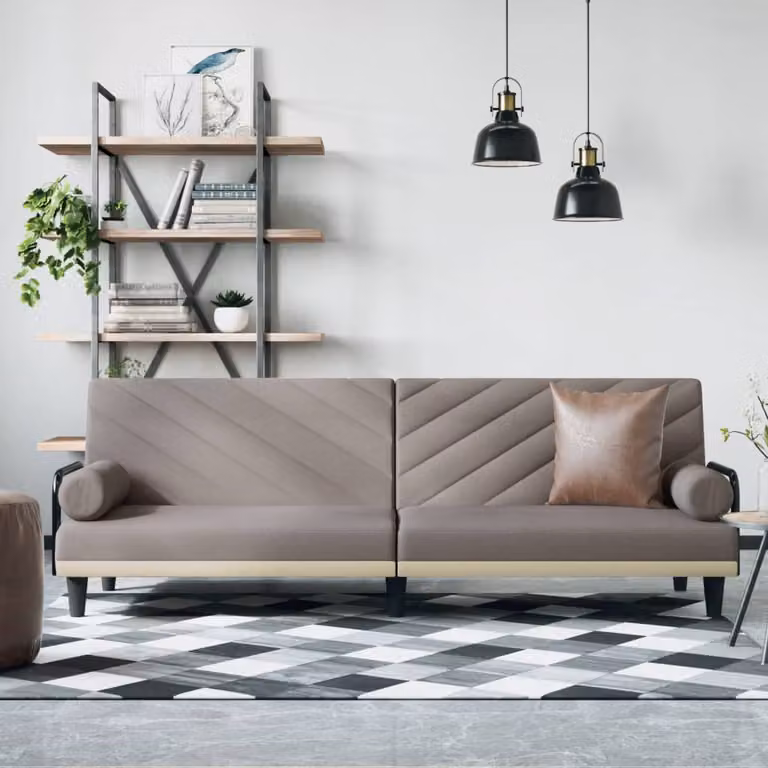 vidaXL Divano Letto Moderno con Braccioli in Tessuto Grigio Tortora L: 205 cm, P: 89 cm, H: 70 cm