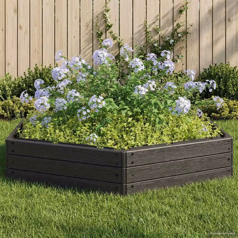 Letto rialzato vidaXL in plastica nera per orto e giardino L: 148 cm, P: 129 cm, H: 25 cm