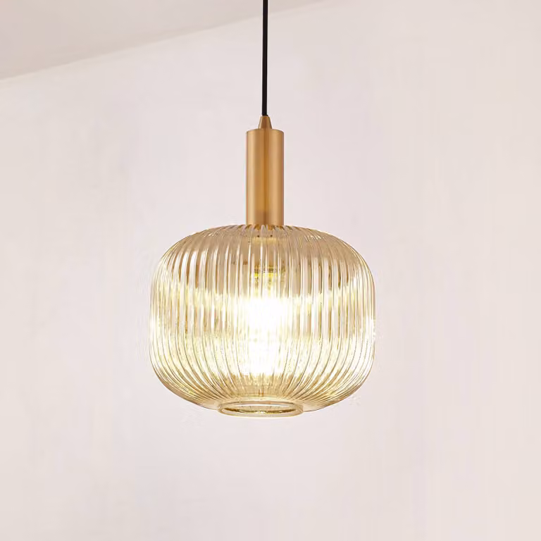 Lampada a sospensione Doroteo Lindby, dimmerabile, Alluminio / Grigio / Zincato, Soggiorno / Sala da pranzo, Vetro, Vintage, Lampada a sospensione