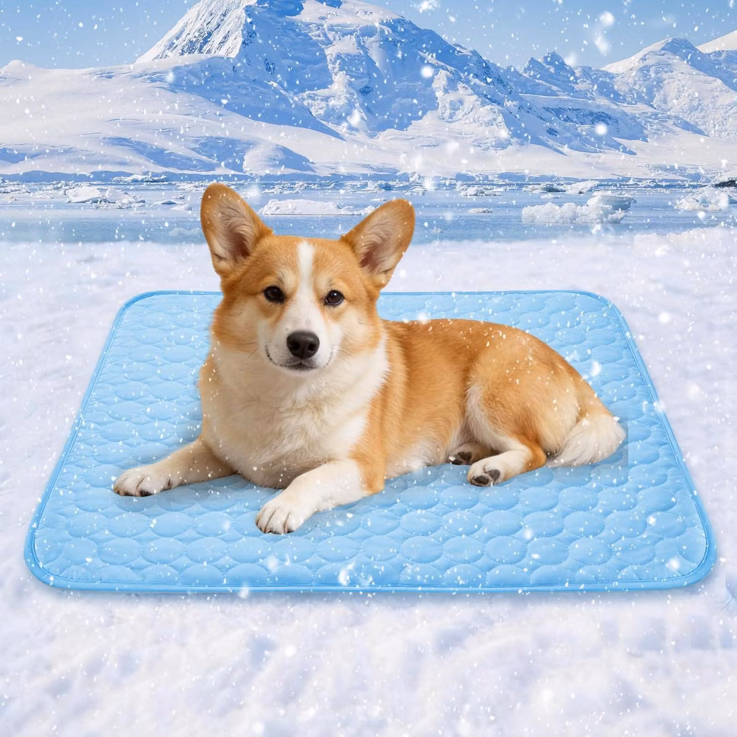Tappetino refrigerante per cani, 100x70 cm, blu, taglia XL, pieghevole, non tossico, lavabile
