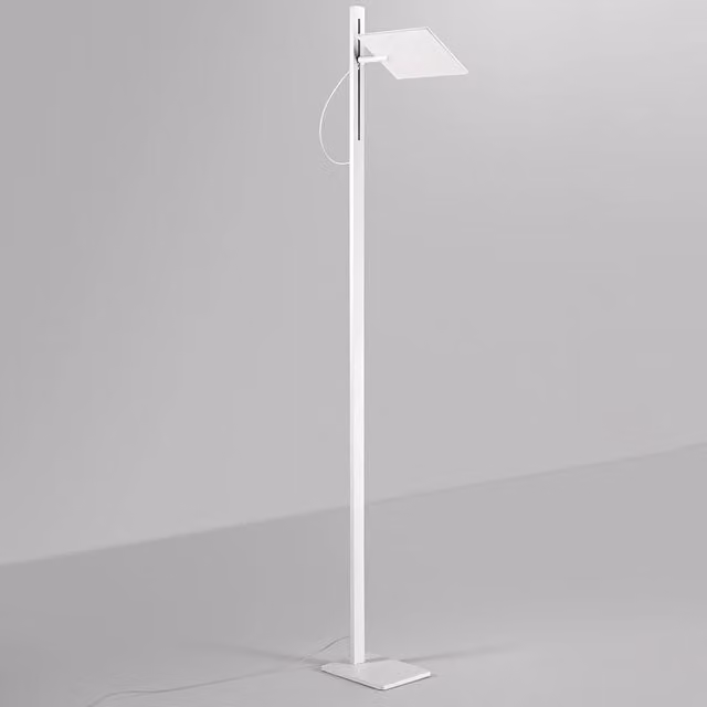 Piantana Moderna Radiante Metallo Bianco Opaco Acrilico Led 24W Cct Dimmerabile