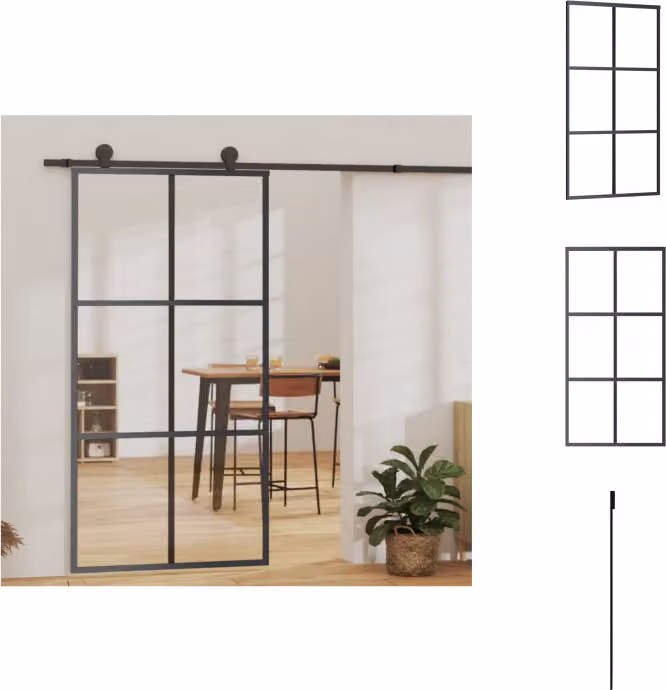 vidaXL Porta scorrevole ESG in vetro e alluminio 102x205 cm nero - Porte