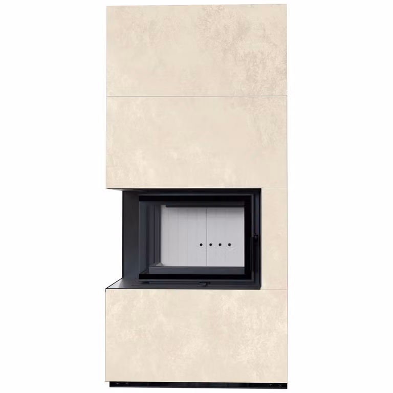 Kit caminetto KRATKI FLOKI BOX sinistro 8 kW Ø 160 Sinterizzazione al quarzo OXIDE BIANCO